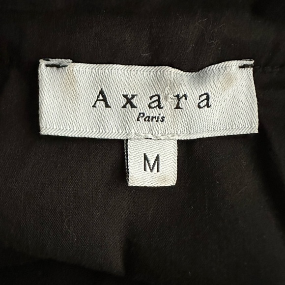 Axara Paris black shirt dress button front mini sheer long sleeves SZ M - Picture 4 of 5